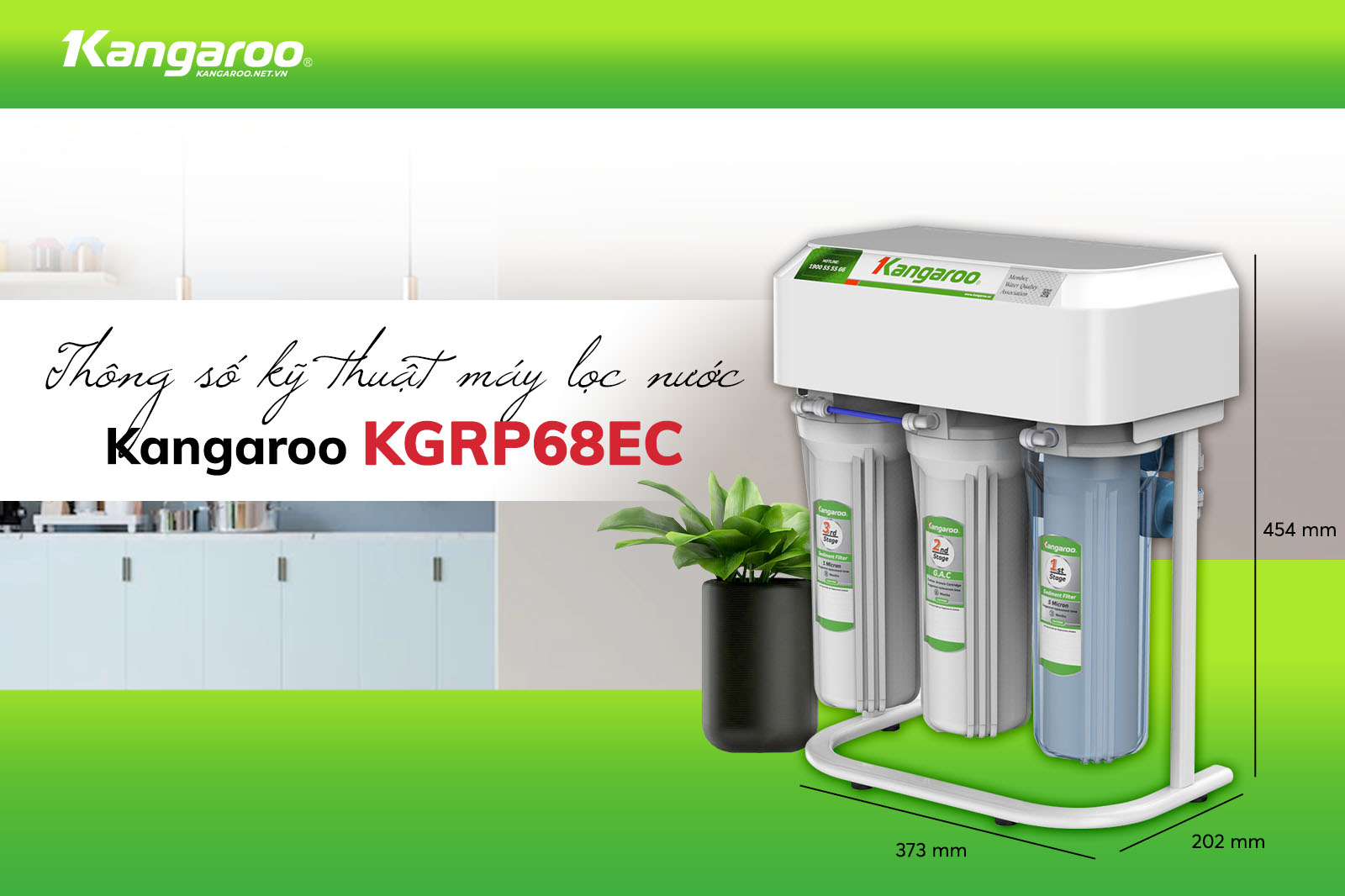 Thông số kỹ thuật máy lọc nước Kangaroo chân quỳ  KGRP68EC