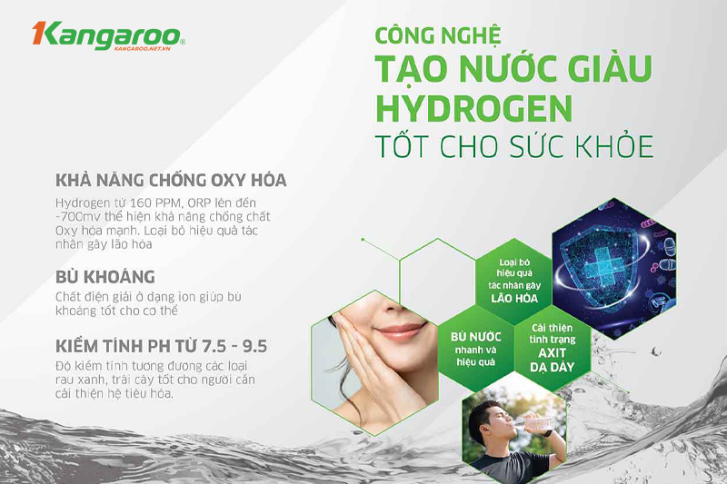 KG10A9SG tạo nguồn nước giàu Hydrogen tốt cho sức khỏe