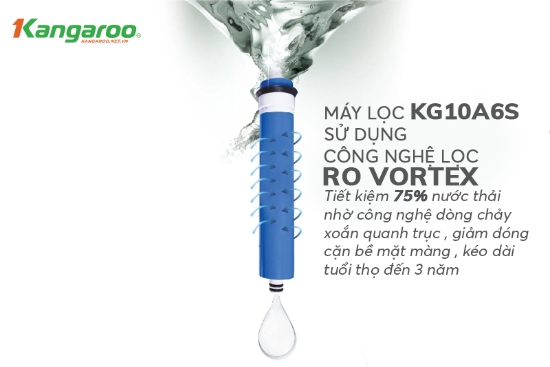 Kangaroo Hydrogen Slim KG10A6S sử dụng công nghệ RO Vortex