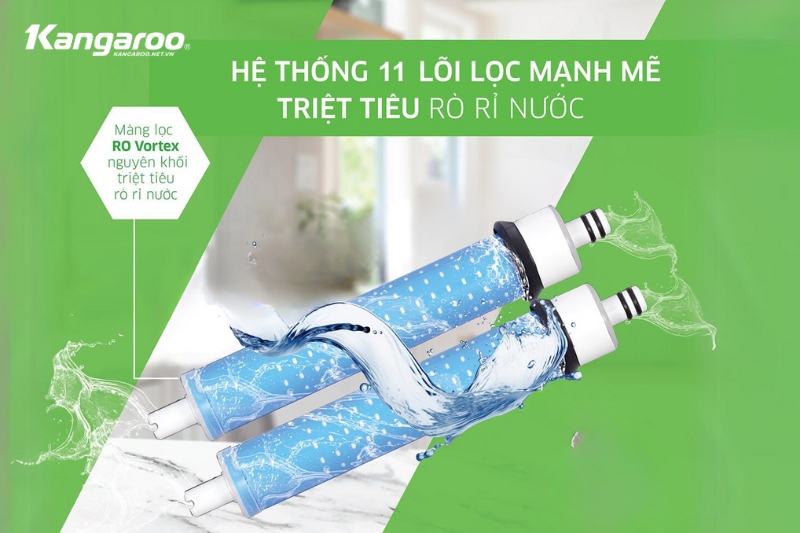 3 lõi lọc thô và màng RO loại bỏ lên đến 99,99% các chất bẩn độc hại