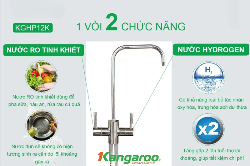 Máy được trang bị 1 vòi 2 chế độ nước