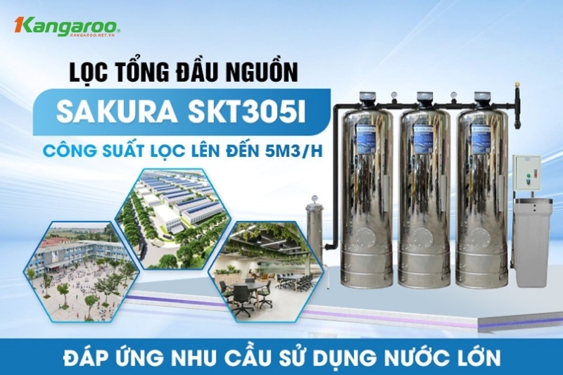 Sakura SKT305I có công suất lên tới 5000L/h đáp ứng nhiều nhu cầu sử dụng khác nhau