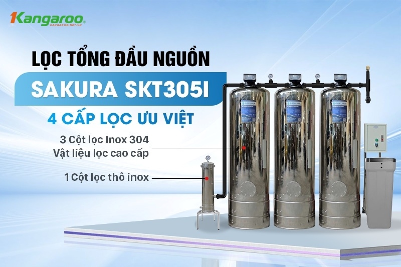 Sakura SKT305I được trang bị 4 cấp lọc ưu việt đảm bảo nguồn nước đầu ra an toàn
