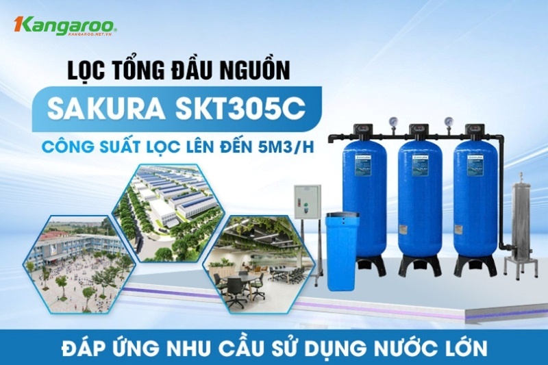 Sakura SKT305C có công suất lên tới 5000L/h đáp ứng nhiều nhu cầu sử dụng khác nhau