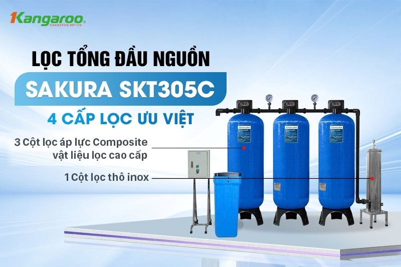 Sakura SKT305C được trang bị 4 cấp lọc ưu việt, đảm bảo nguồn nước đầu ra an toàn