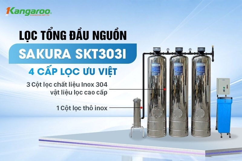 Sakura SKT303I sở hữu 4 cấp lọc ưu việt với vật liệu lọc cao cấp