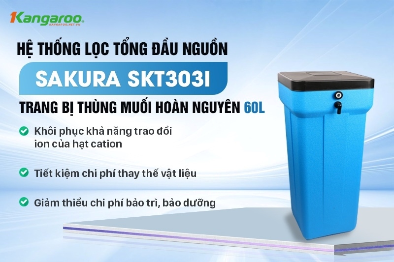 Thùng muối hoàn nguyên 60L giúp đảm bảo quá trình làm mềm nước hiệu quả