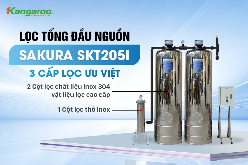 Sakura SKT205I được trang bị 3 cấp lọc ưu việt, đảm bảo nguồn nước đầu ra an toàn