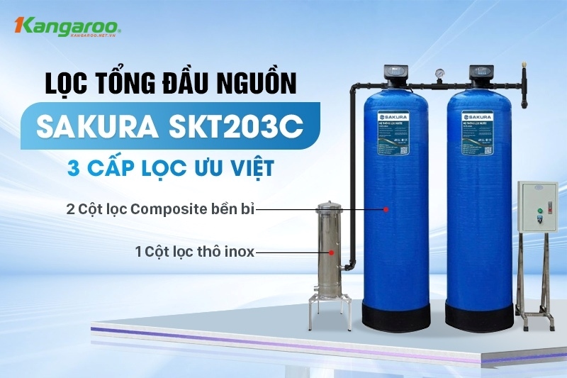 SKT203C sở hữu 3 cấp lọc ưu việt, mang đến nguồn nước sạch an toàn