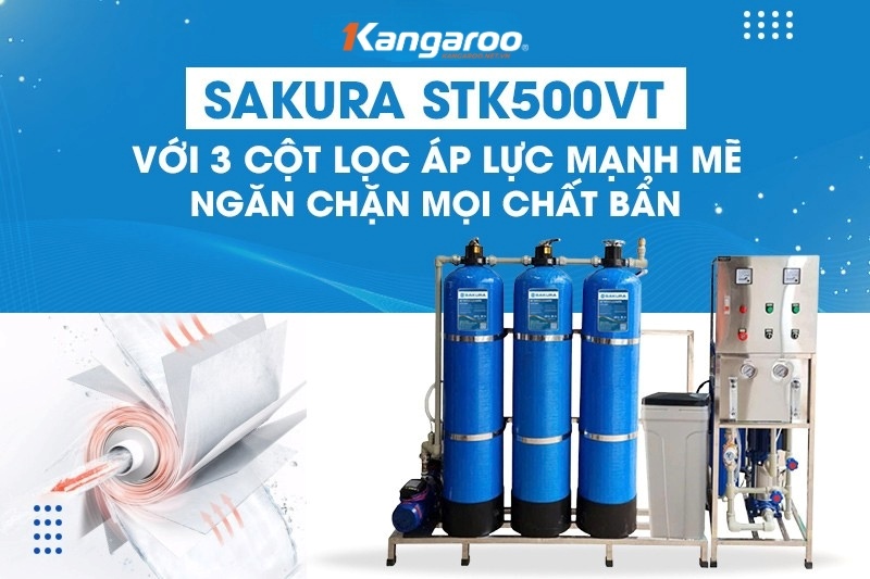 SKTK500/VT được trang bị 3 cột lọc &aacute;p lực mạnh gi&uacute;p ngăn chặn mọi chất bẩn