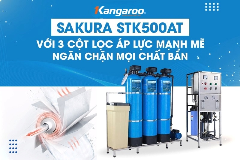 SKTK500/AT được trang bị 3 cột lọc &aacute;p lực mạnh gi&uacute;p ngăn chặn mọi chất bẩn