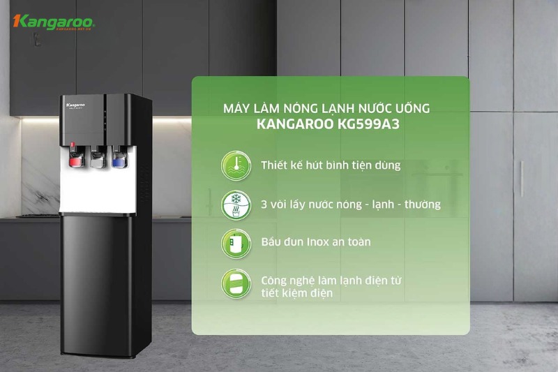 C&acirc;y nước lạnh cao cấp Kangaroo KG599A3 c&oacute; thiết kế h&uacute;t b&igrave;nh tiện lợi