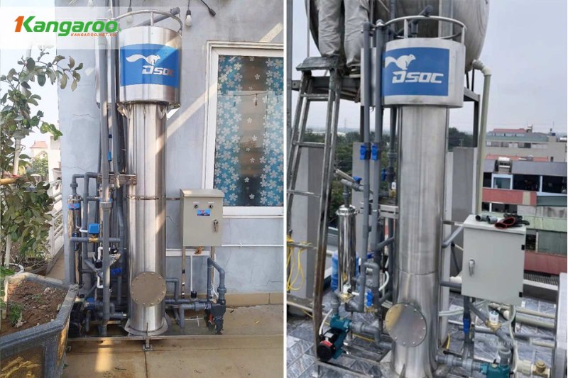 Hình ảnh lắp đặt thực tế máy lọc nước giếng khoan Inox công suất 5m3