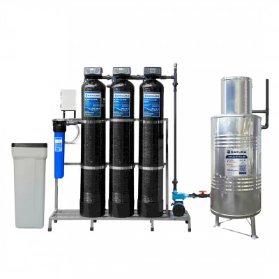 Hệ thống lọc nước giếng khoan 3 cột xử lý canxi làm mềm nước tự động hoàn nguyên Sakura SKGK313MC