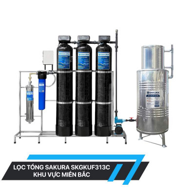 Hệ thống lọc nước giếng khoan 3 cột áp lực tự động sục rửa có màng siêu lọc UF Sakura SKGKUF313C