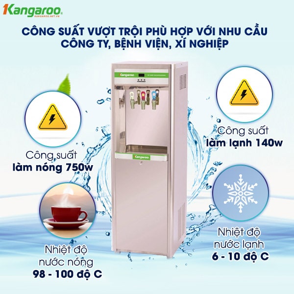 Cây nước nóng lạnh 3 vòi Kangaroo KG120 (Tích hợp lọc RO)
