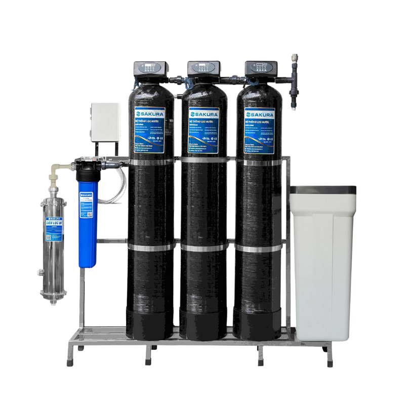 Máy lọc nước 3 cột áp lực tự động sục rửa có màng siêu lọc UF Sakura SKUF213C
